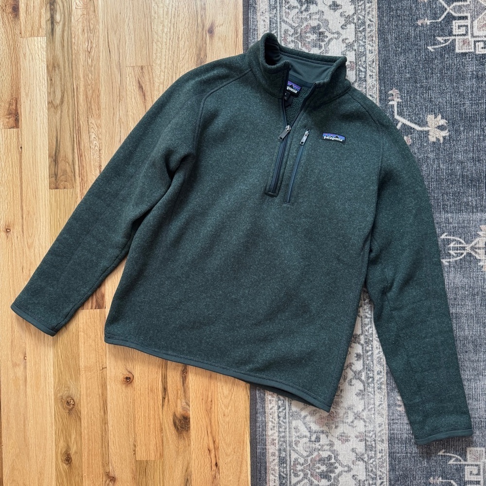 Patagonia Women's Better Sweater Quarter Zip Fleece Pullover Small Piki Green